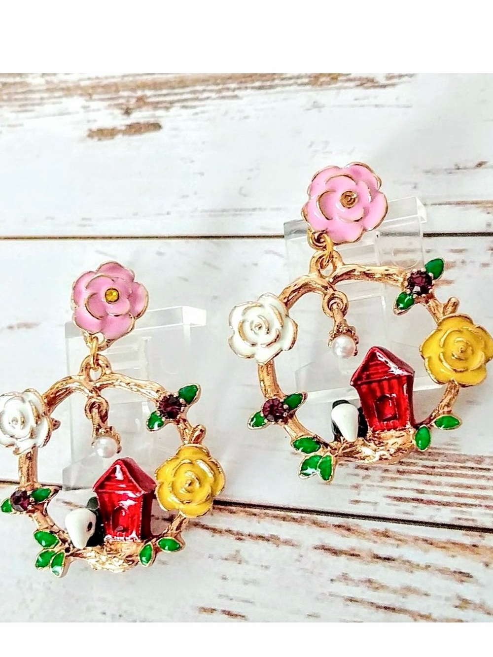 Fantasy Floral Village Hoop Earrings